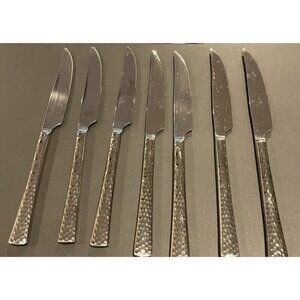 Tomodachi Hampton 18/10 Ella Stainless Steel Hammered Set‎ Of 7 Steak Knifes